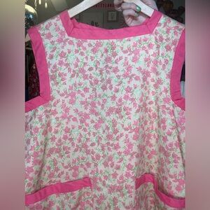 Pink Floral Mini Dress with Contrast Trim